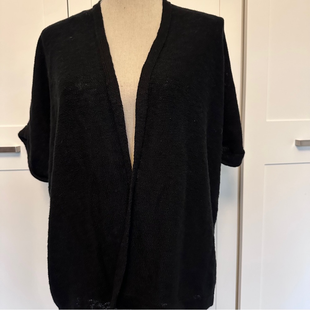 GAP Black Short Sleeve Open Front Cardigan